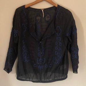 Free People Embroidered Blouse